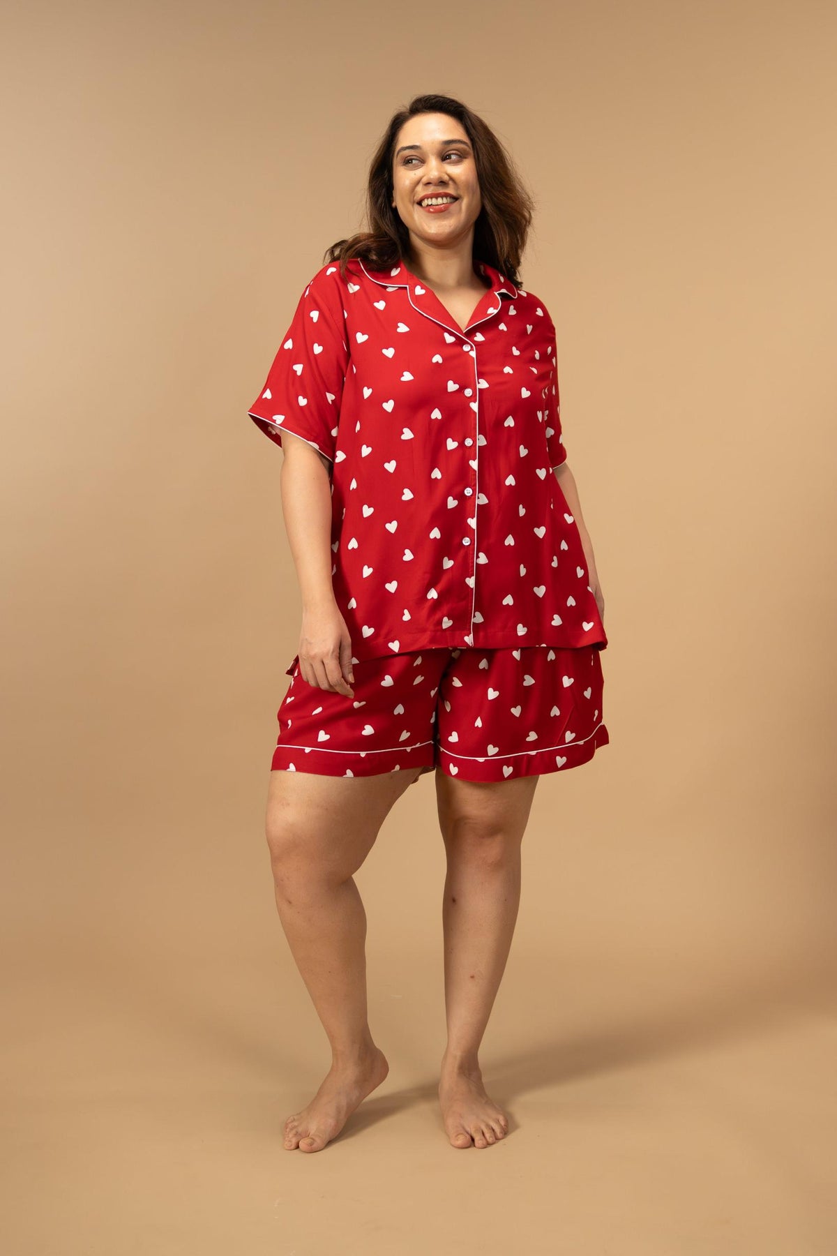 Valentina Viscose Women's Curve Shorts Set - Half Sleeves