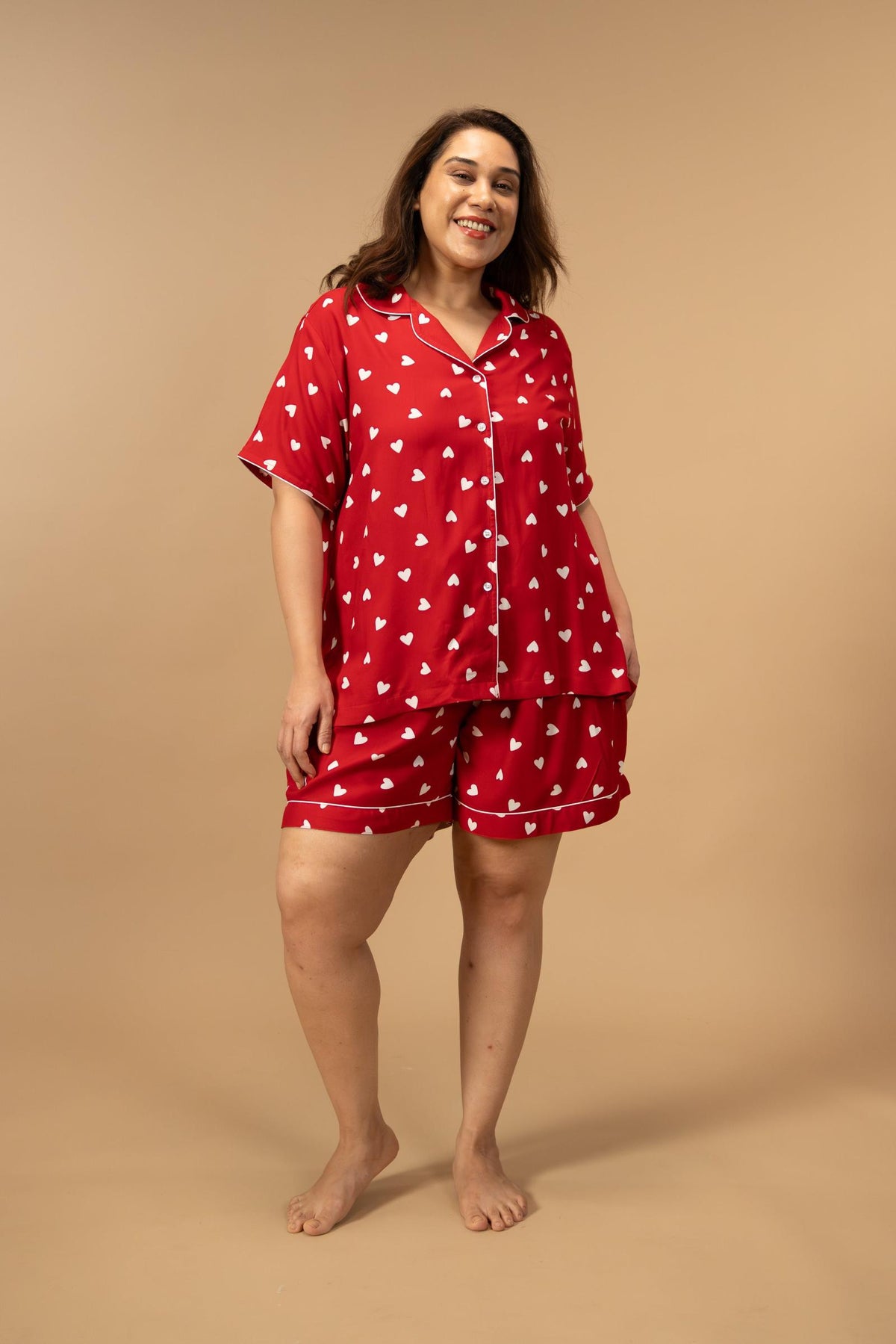 Valentina Viscose Women's Curve Shorts Set - Half Sleeves