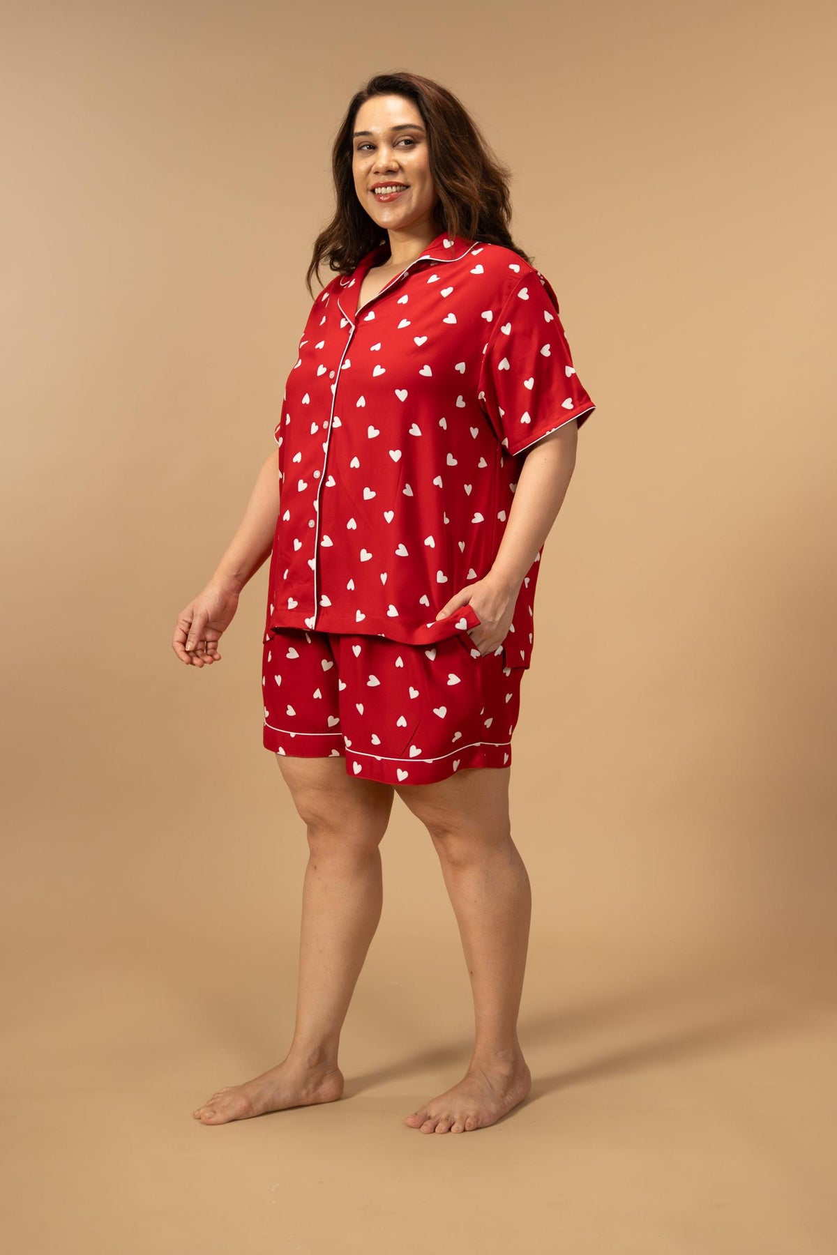 Valentina Viscose Women's Curve Shorts Set - Half Sleeves