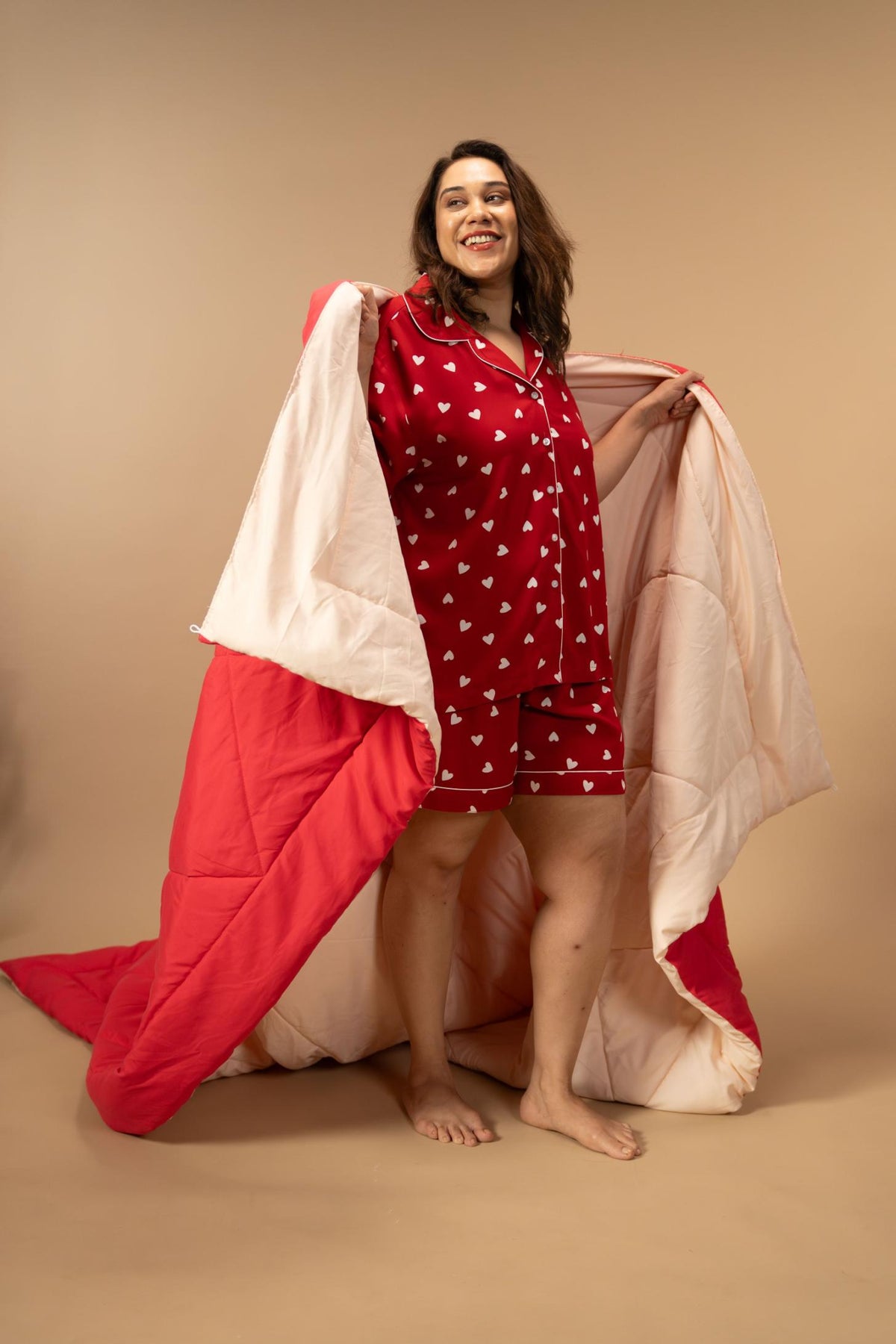 Valentina Viscose Women's Curve Shorts Set - Half Sleeves