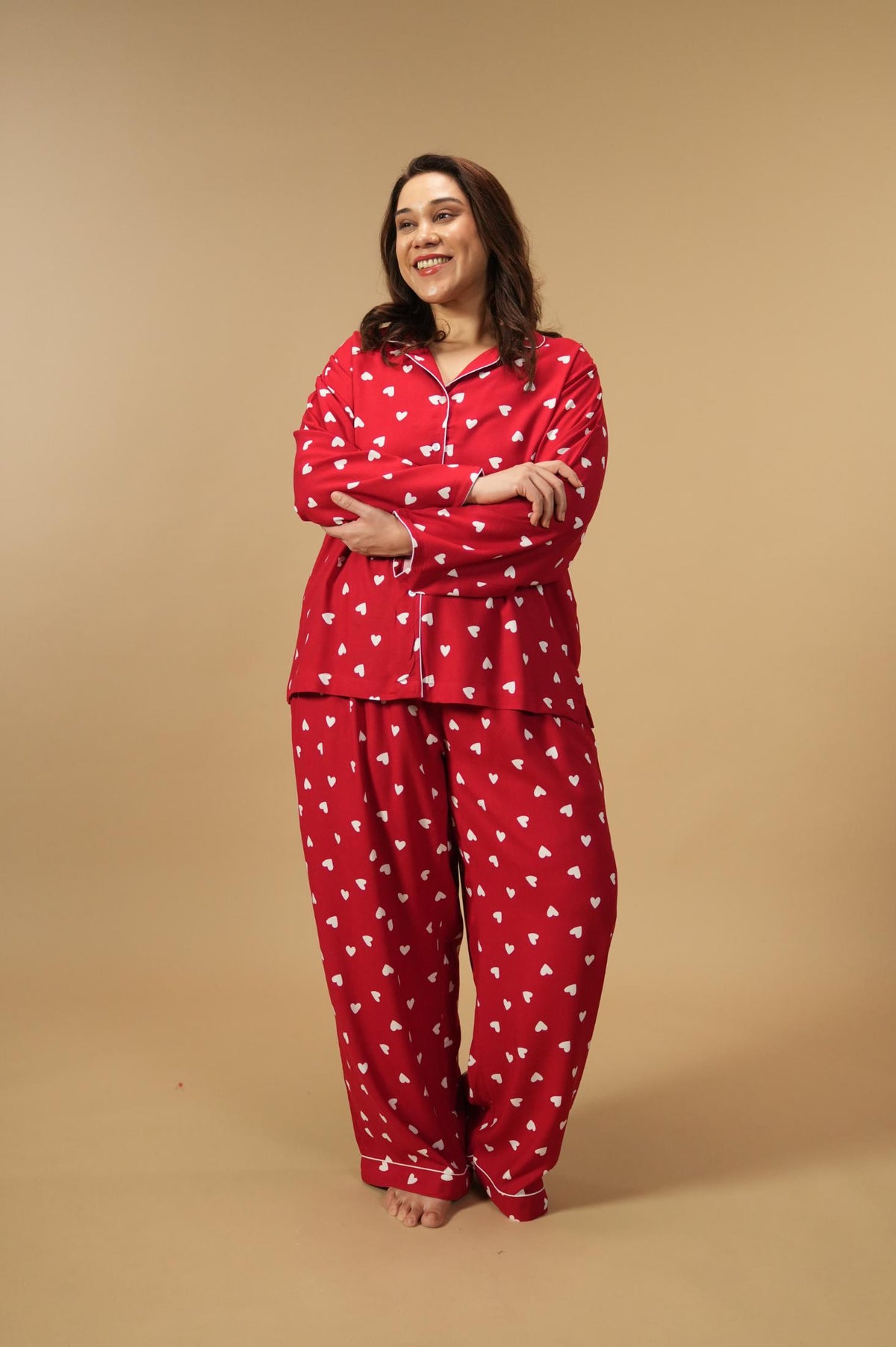 Valentina Viscose Women's Curve Pajama Set - Full Sleeves