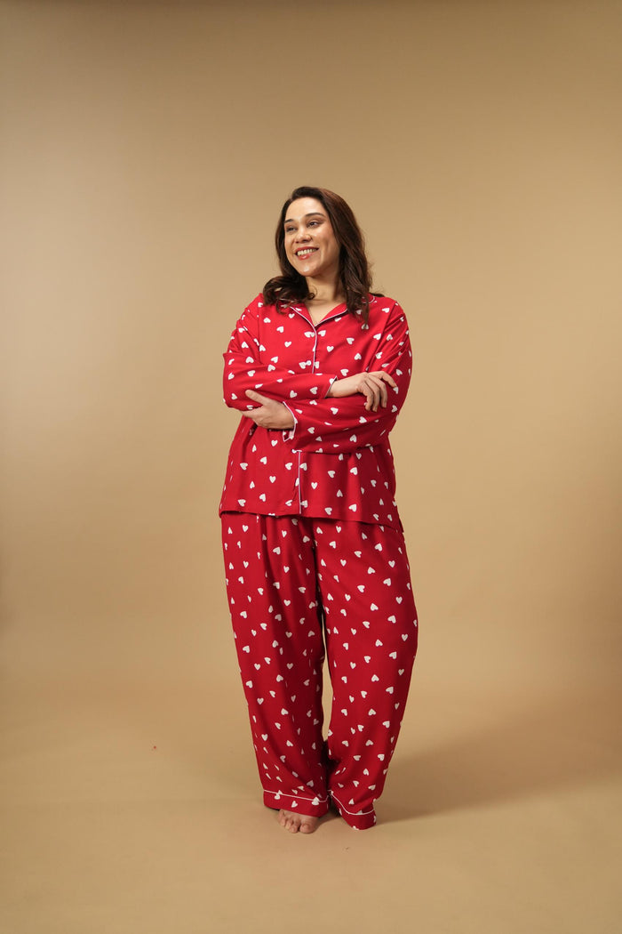 Valentina Viscose Women's Curve Pajama Set - Full Sleeves