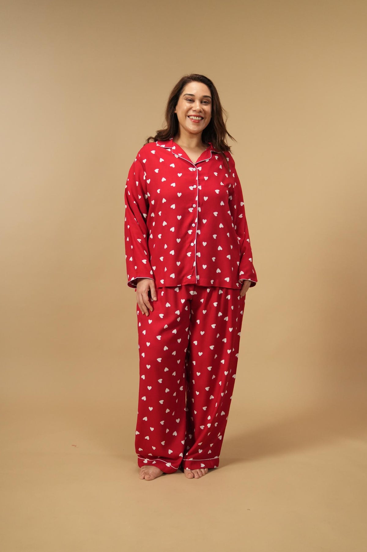 Valentina Viscose Women's Curve Pajama Set - Full Sleeves