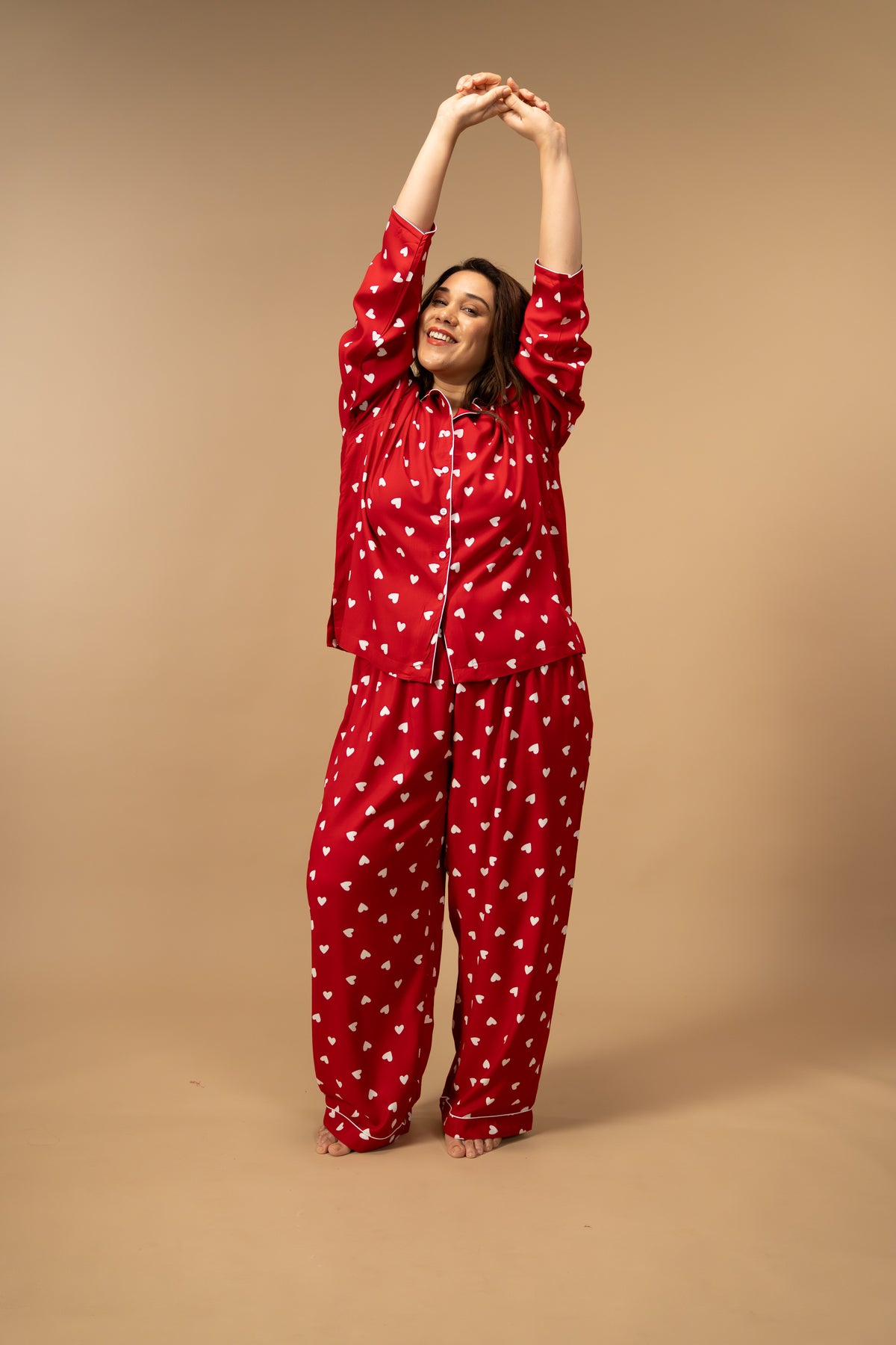 Valentina Viscose Women's Curve Pajama Set - Full Sleeves