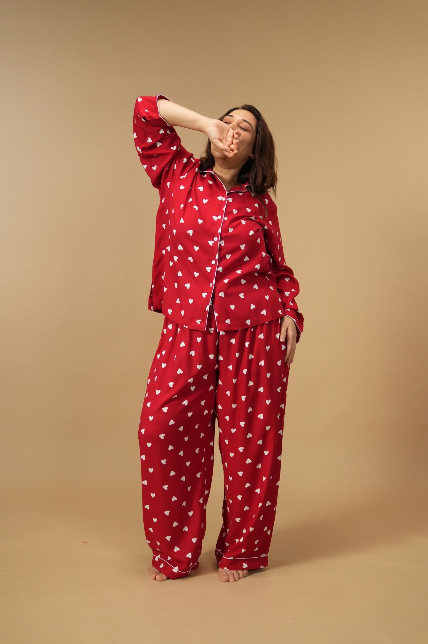 Valentina Viscose Women's Curve Pajama Set - Full Sleeves