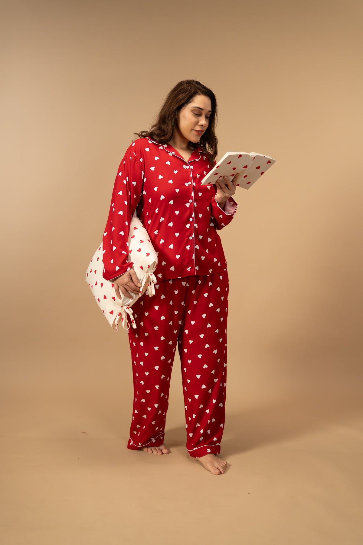 Valentina Viscose Women's Curve Pajama Set - Full Sleeves
