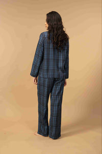 Twilight Check Viscose Women's Pajama Set - Full Sleeves