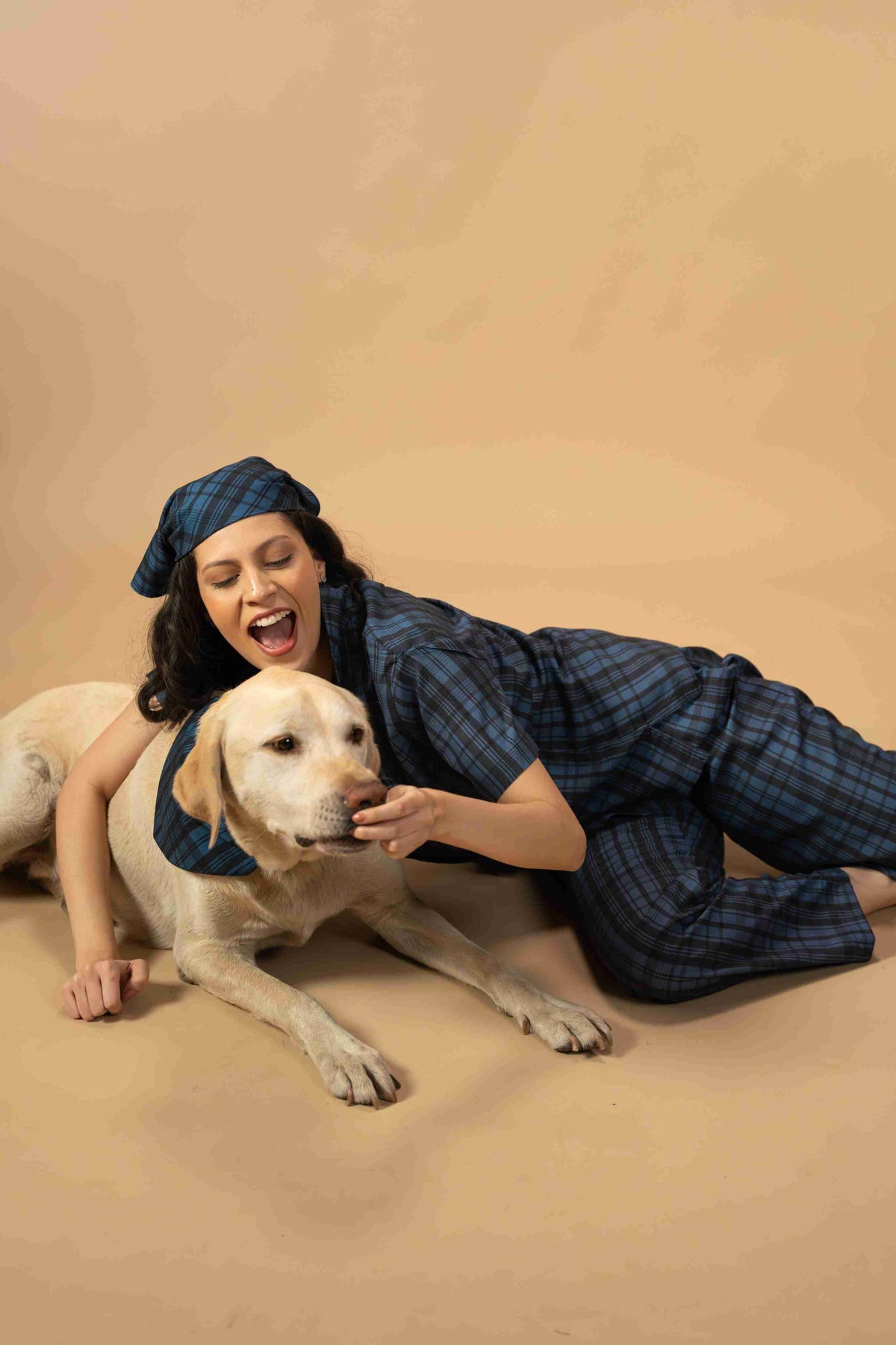 Twilight Check Viscose Women's Pajama Set - Half Sleeves