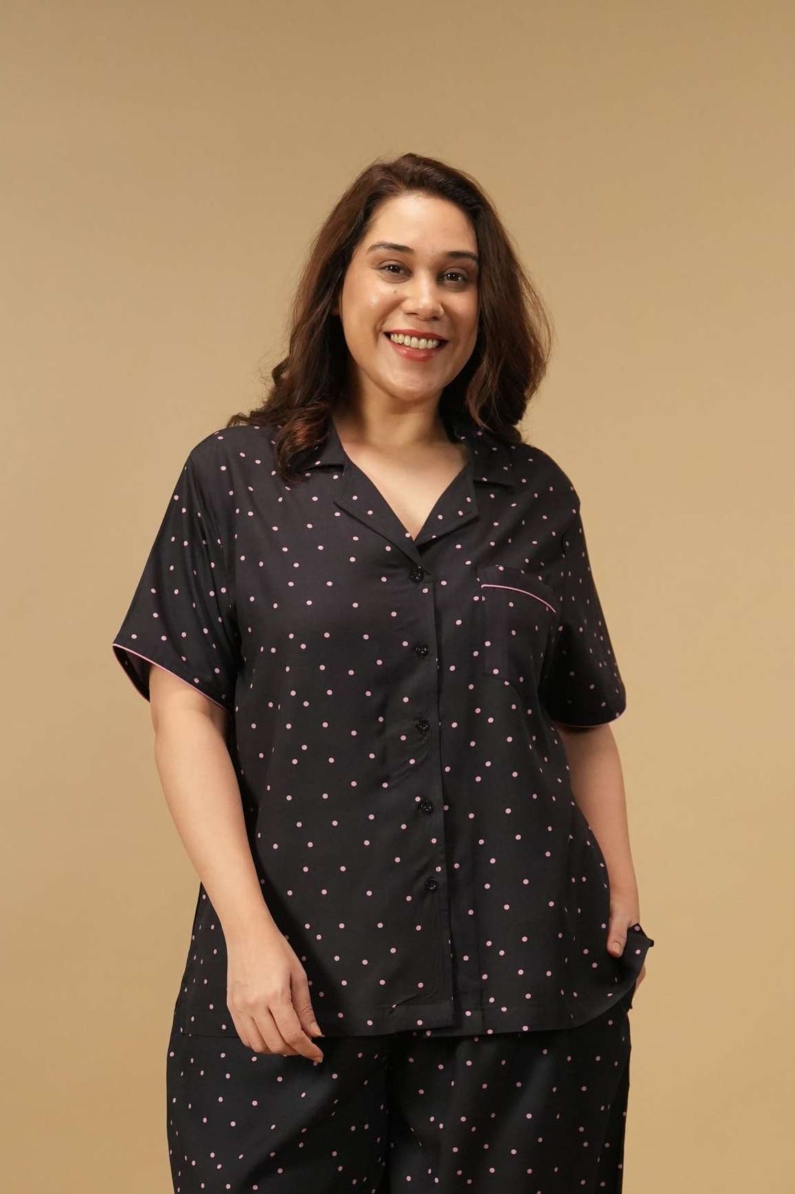 Miley Polka Women's Viscose Shirt Only - Half Sleeves