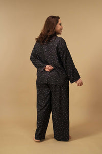 Miley Polka Viscose Women's Curve Pajama Set - Full Sleeves