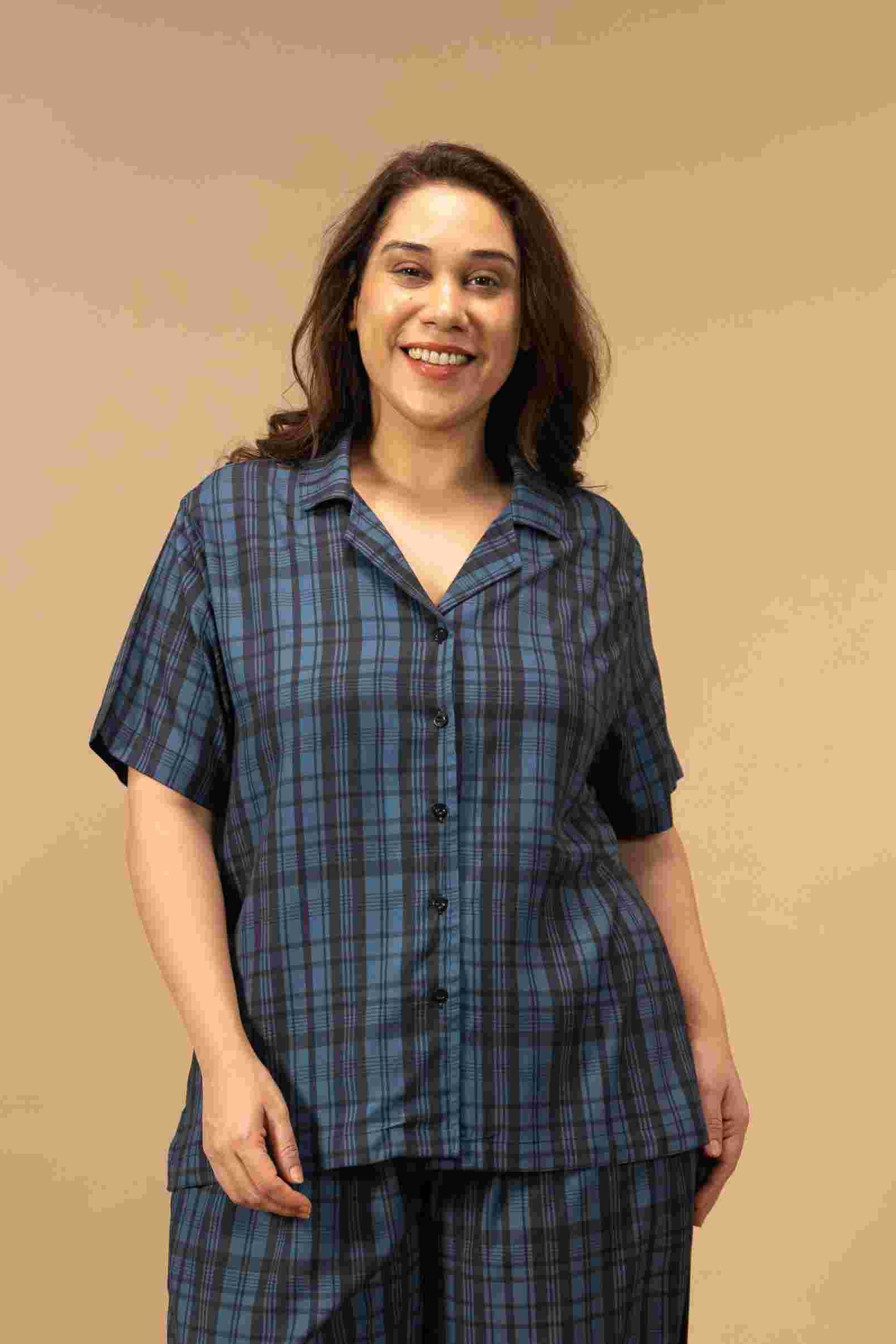 Twilight Check Women's Viscose Shirt Only - Half Sleeves