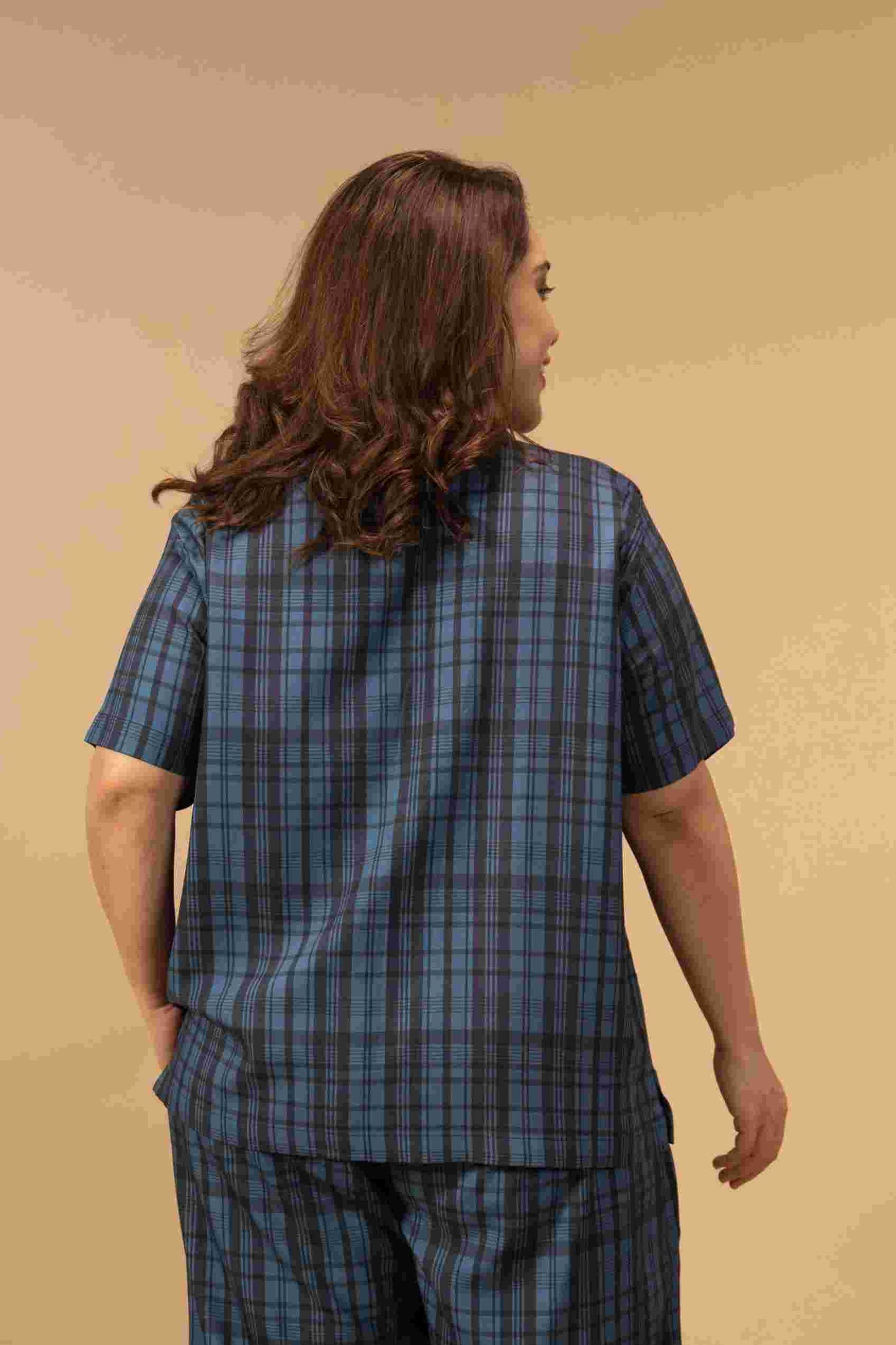 Twilight Check Women's Viscose Shirt - Half Sleeves