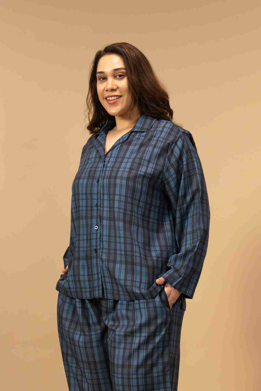 Twilight Check Women's Viscose Shirt Only - Full Sleeves