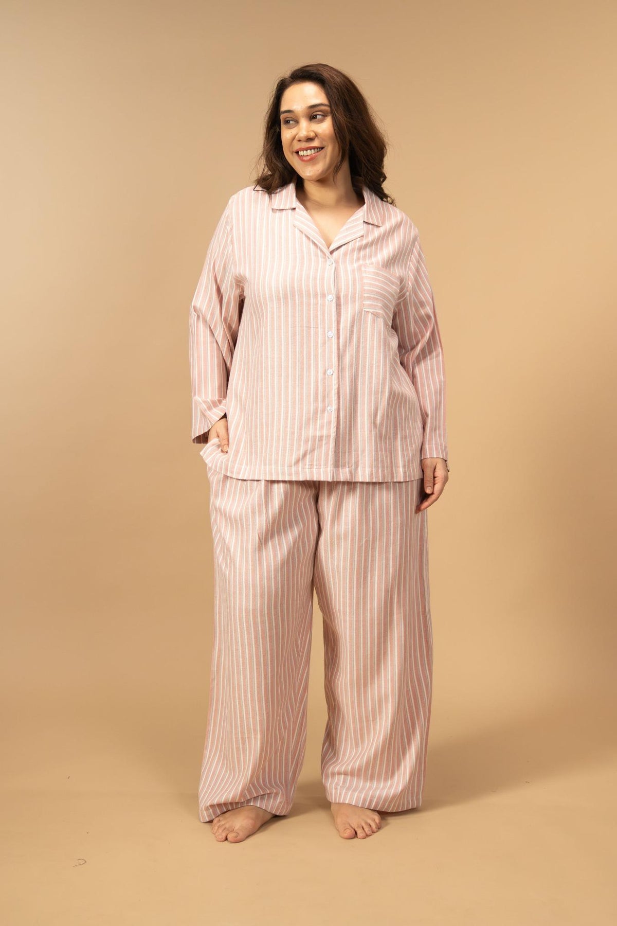 Olivia Cotton Twill Women's Curve Pajama Set - Full Sleeves