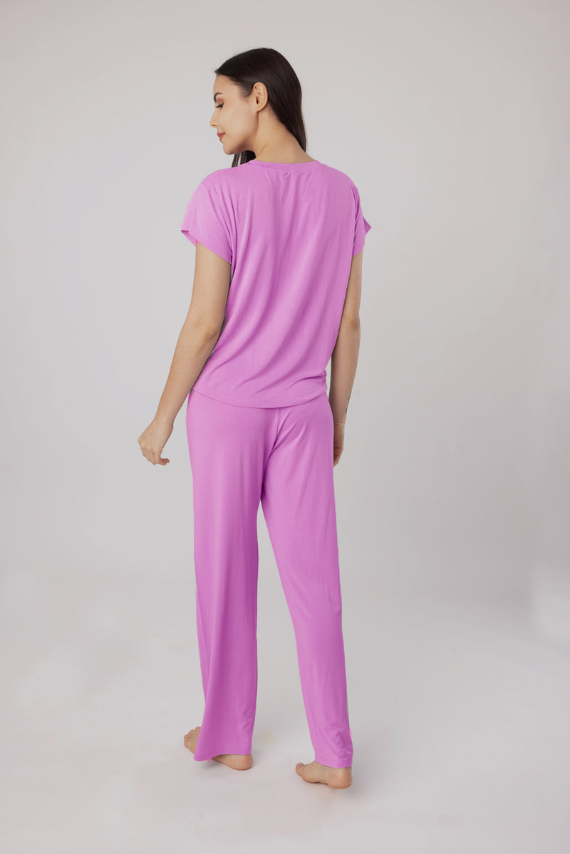 Fuchsia Lucy Butter-soft Cotton Knit Women's Pajama Set