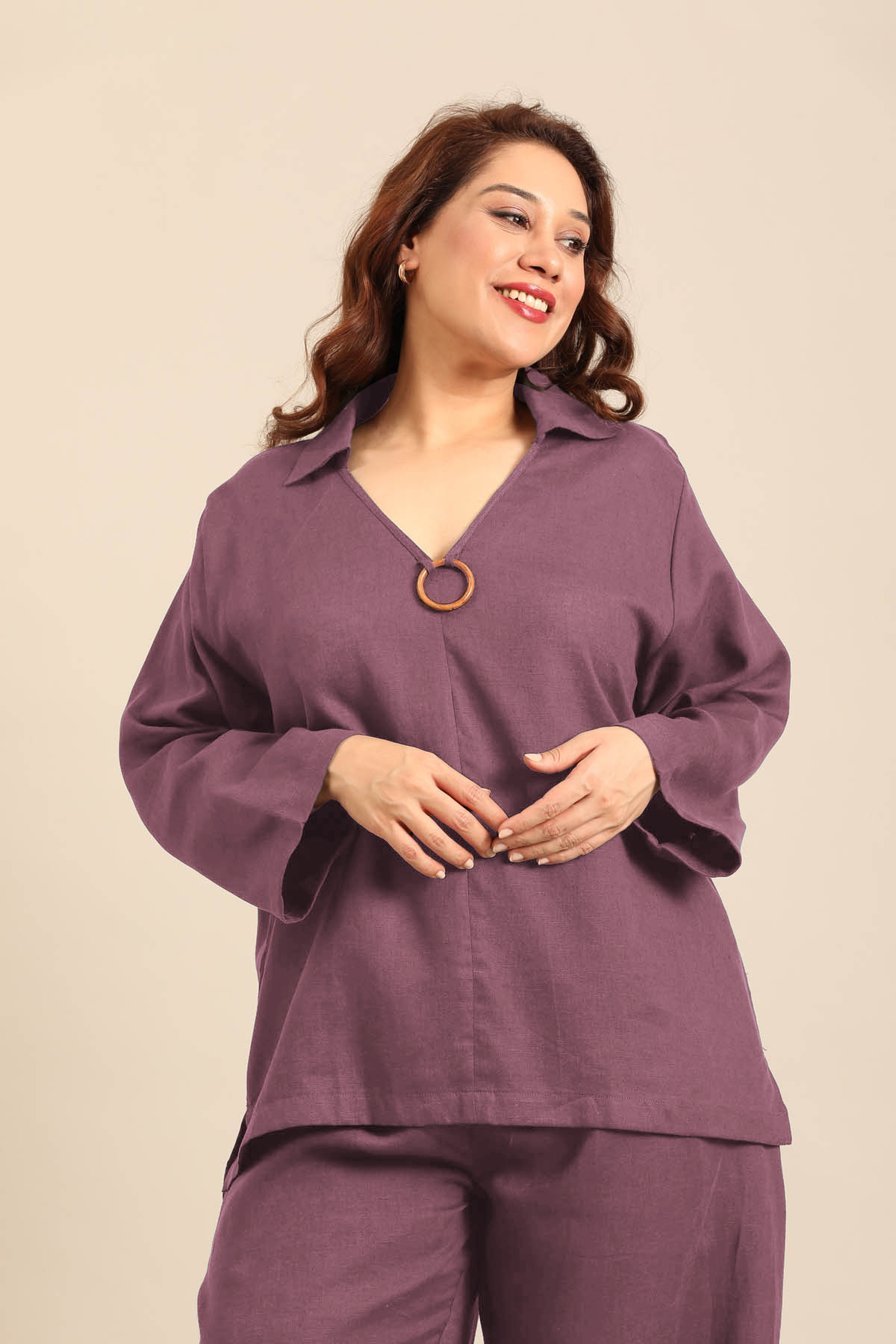 Tessa Mauve Linen Blend Women's Co-ord Set