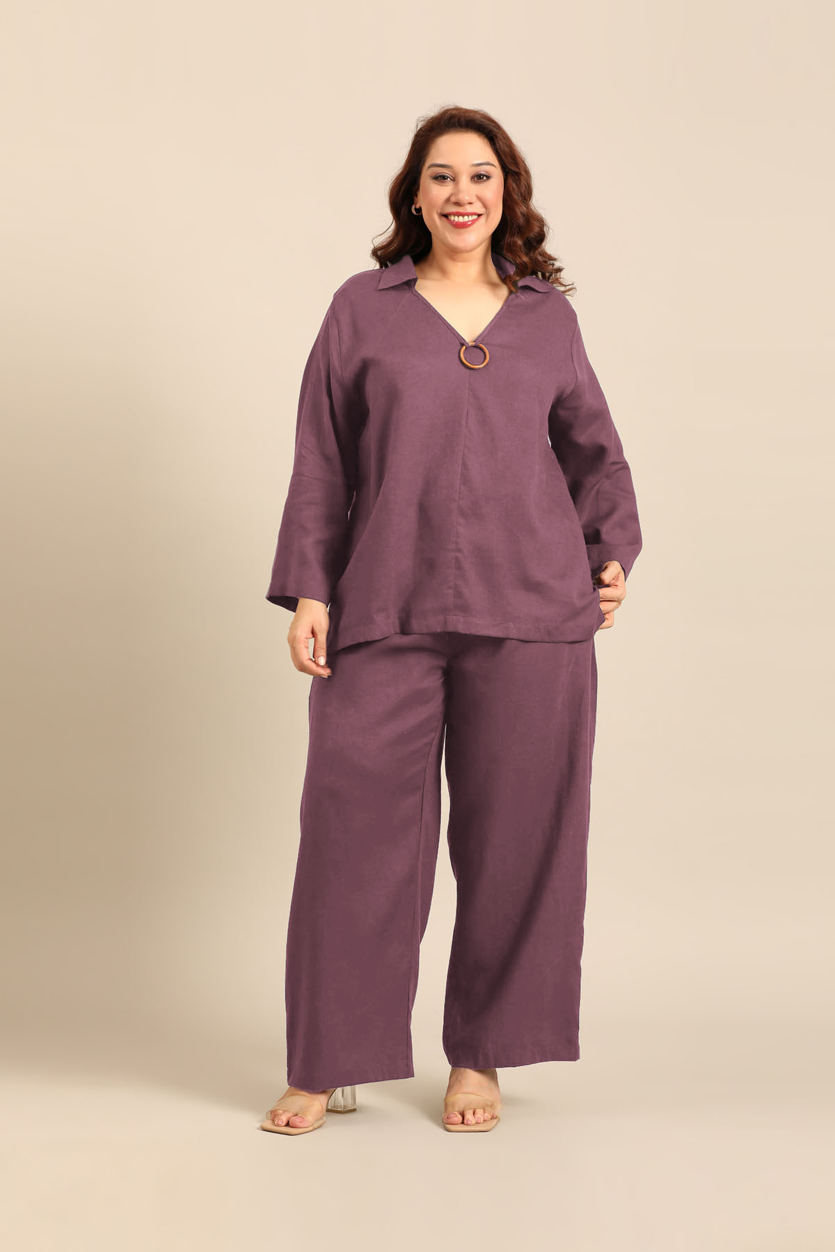 Tessa Mauve Linen Blend Women's Co-ord Set