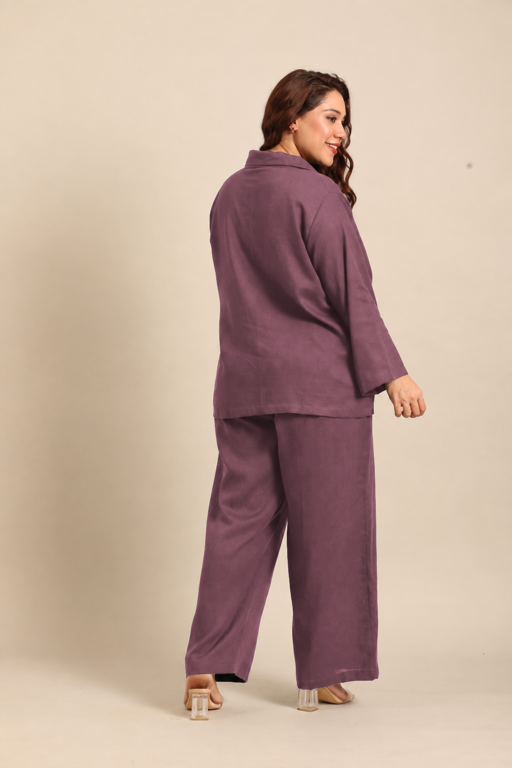 Tessa Mauve Linen Blend Women's Co-ord Set