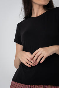 Black Ultra-soft Knitted Women's T-shirt