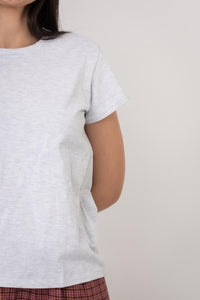 Grey Melange Cotton Knit Women's T-shirt