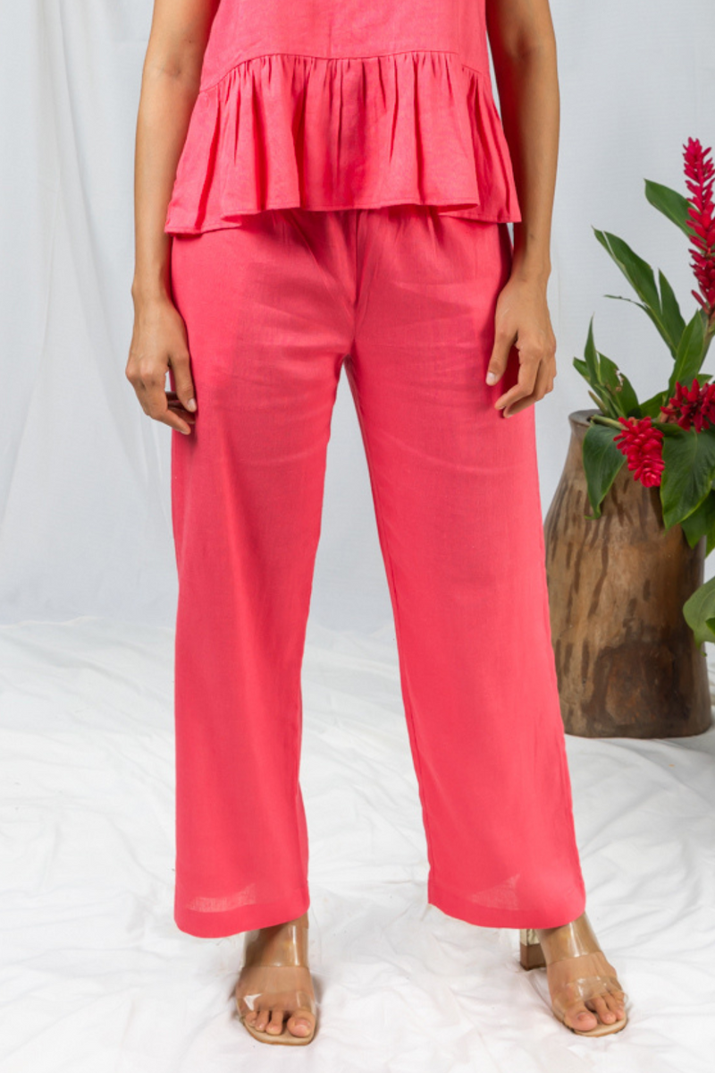 Ella Pink Linen Women's Lounge Pants