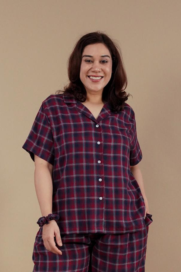 Ruby Check Women's Cotton Shirt - Half Sleeves