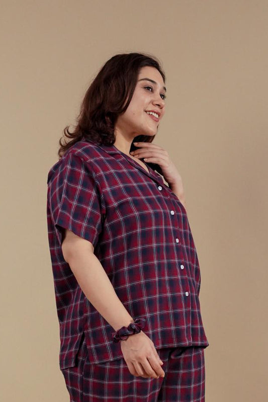 Ruby Check Women's Cotton Shirt - Half Sleeves
