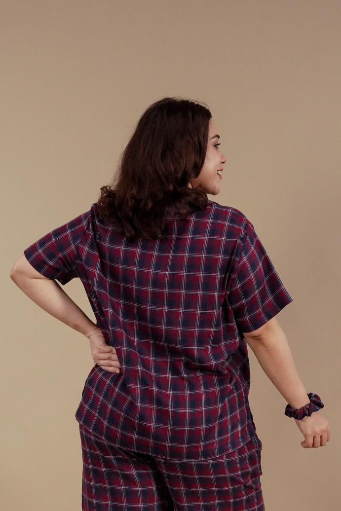 Ruby Check Women's Cotton Shirt - Half Sleeves