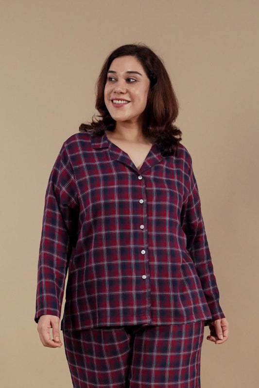 Ruby Check Women's Cotton Shirt Only - Full Sleeves