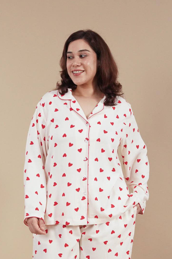 Sweetheart Print Women's Viscose Shirt Only - Full Sleeves