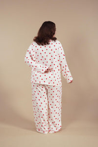 Sweetheart Print Viscose Women's Curve Pajama Set - Full Sleeves
