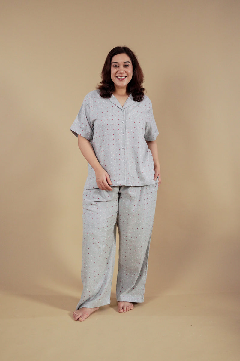 Luna Cotton Blend Women's Curve Pajama Set - Half Sleeves