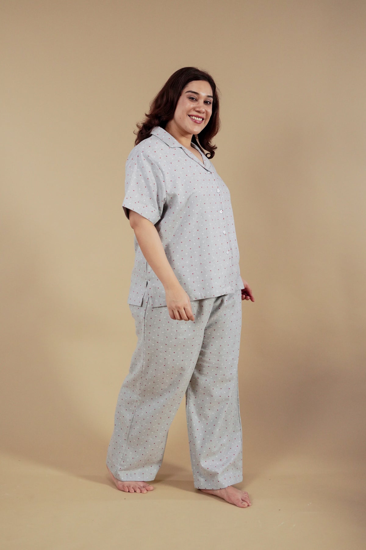 Luna Cotton Blend Women's Curve Pajama Set - Half Sleeves