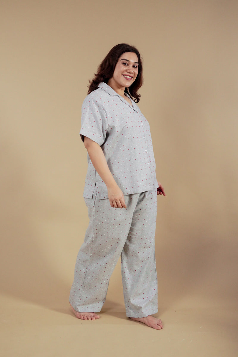 Luna Cotton Blend Women's Curve Pajama Set - Half Sleeves