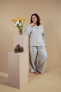 Luna Cotton Blend Women's Curve Pajama Set - Full Sleeves