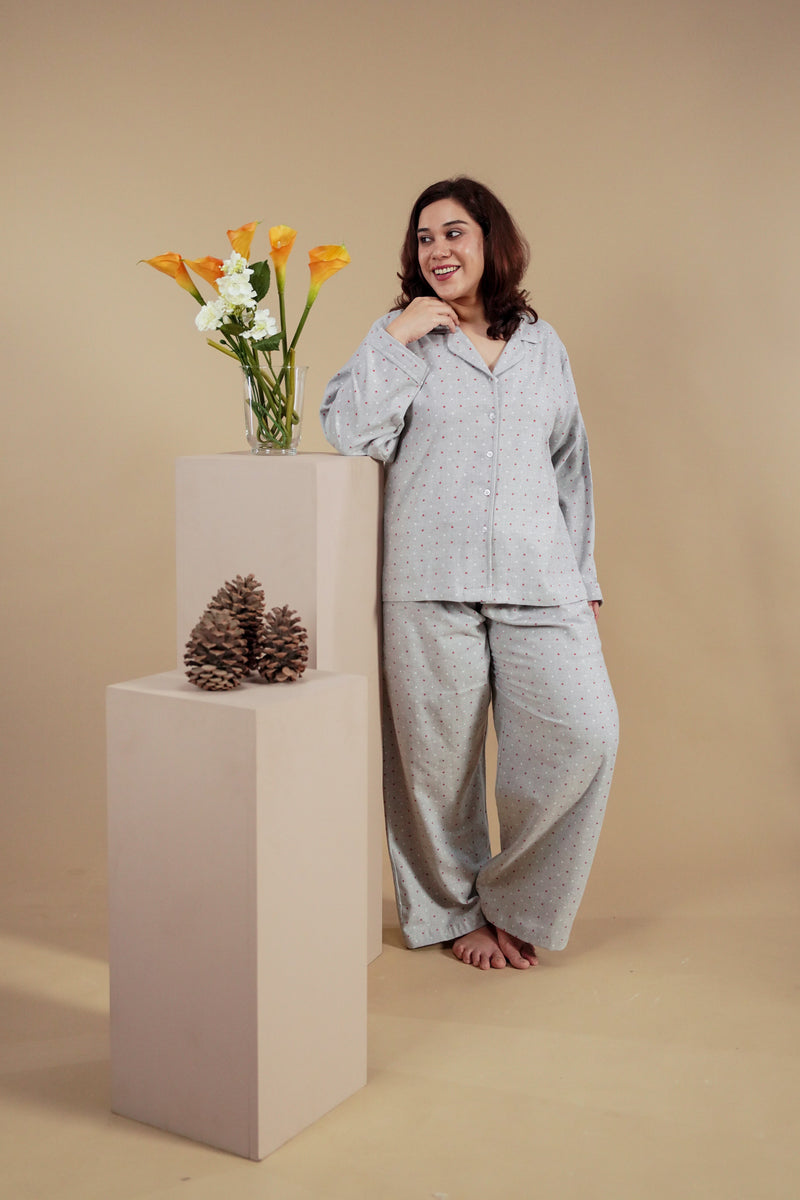 Luna Cotton Blend Women's Curve Pajama Set - Full Sleeves