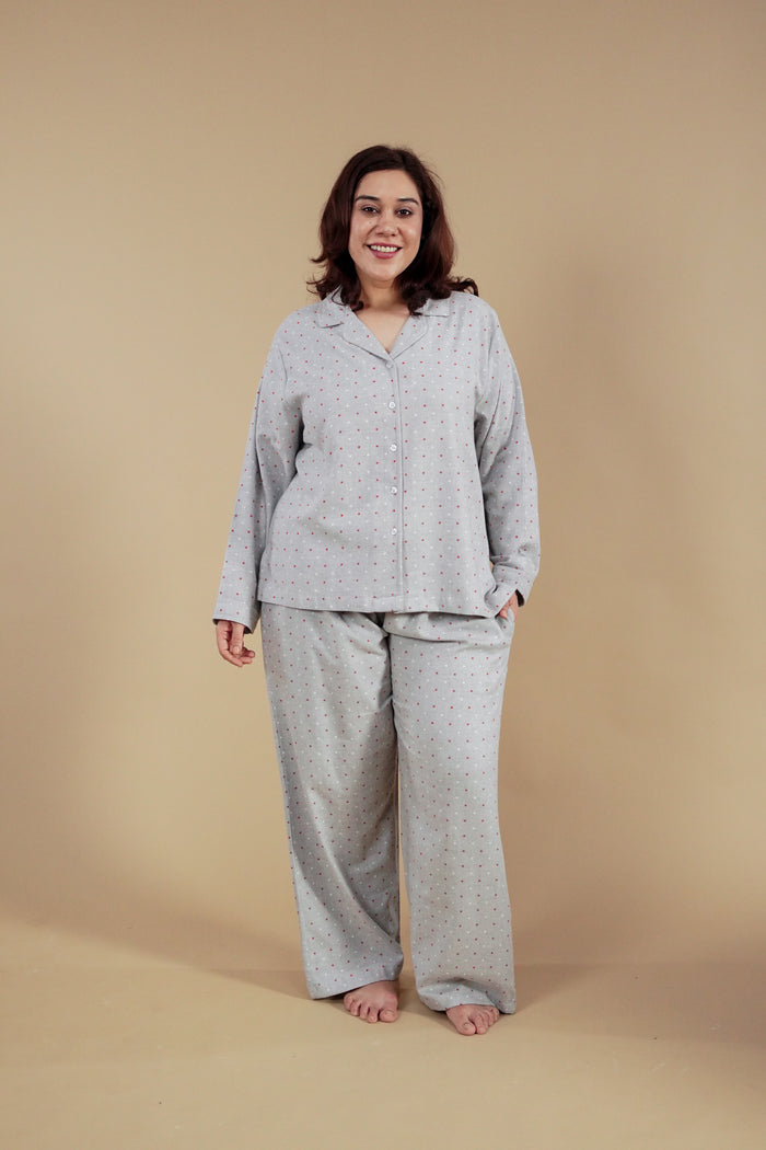 Luna Cotton Blend Women's Curve Pajama Set - Full Sleeves