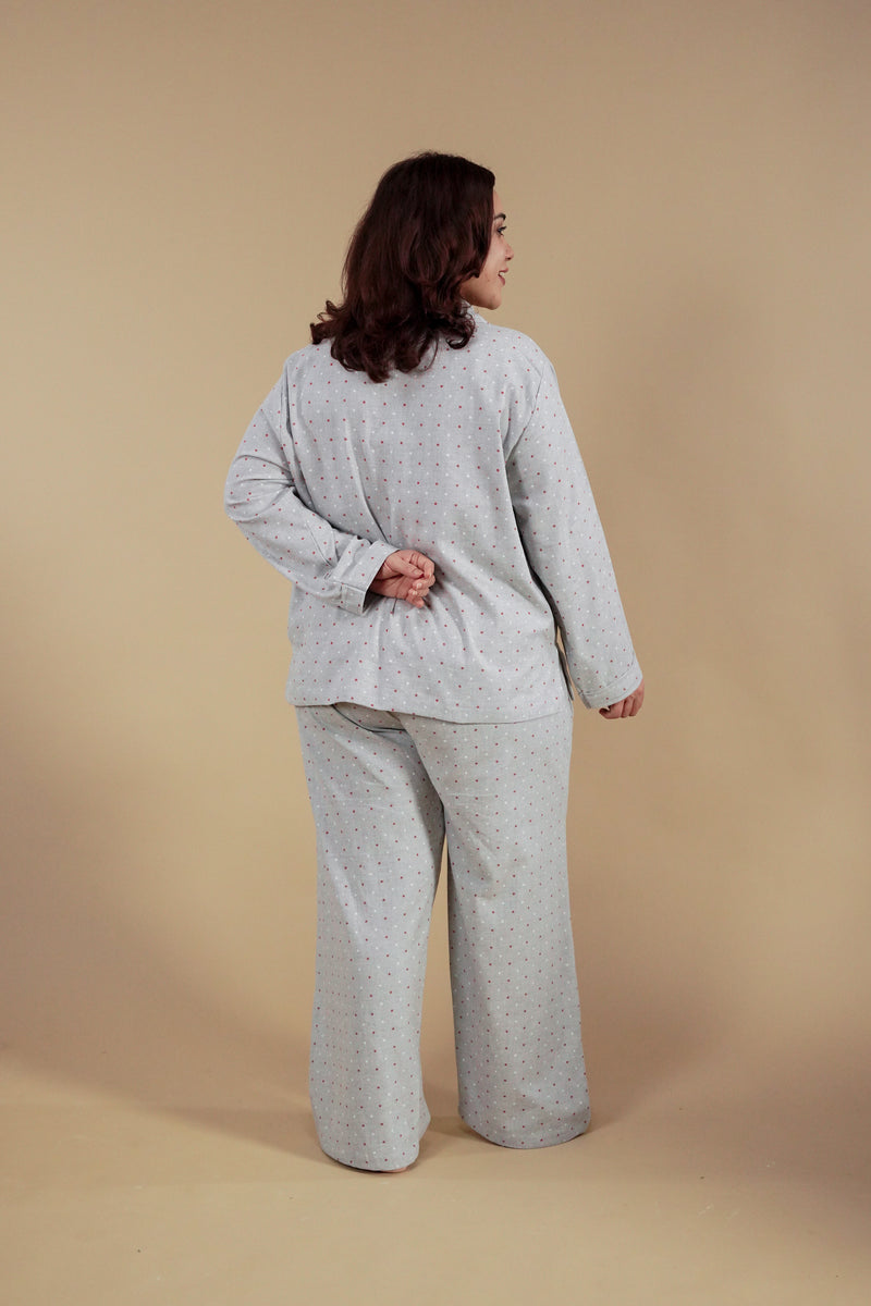 Luna Cotton Blend Women's Curve Pajama Set - Full Sleeves