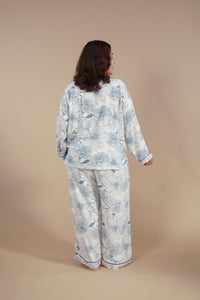 Ivy Blue Floral Cotton Blend Women's Curve Pajama Set- Full Sleeves