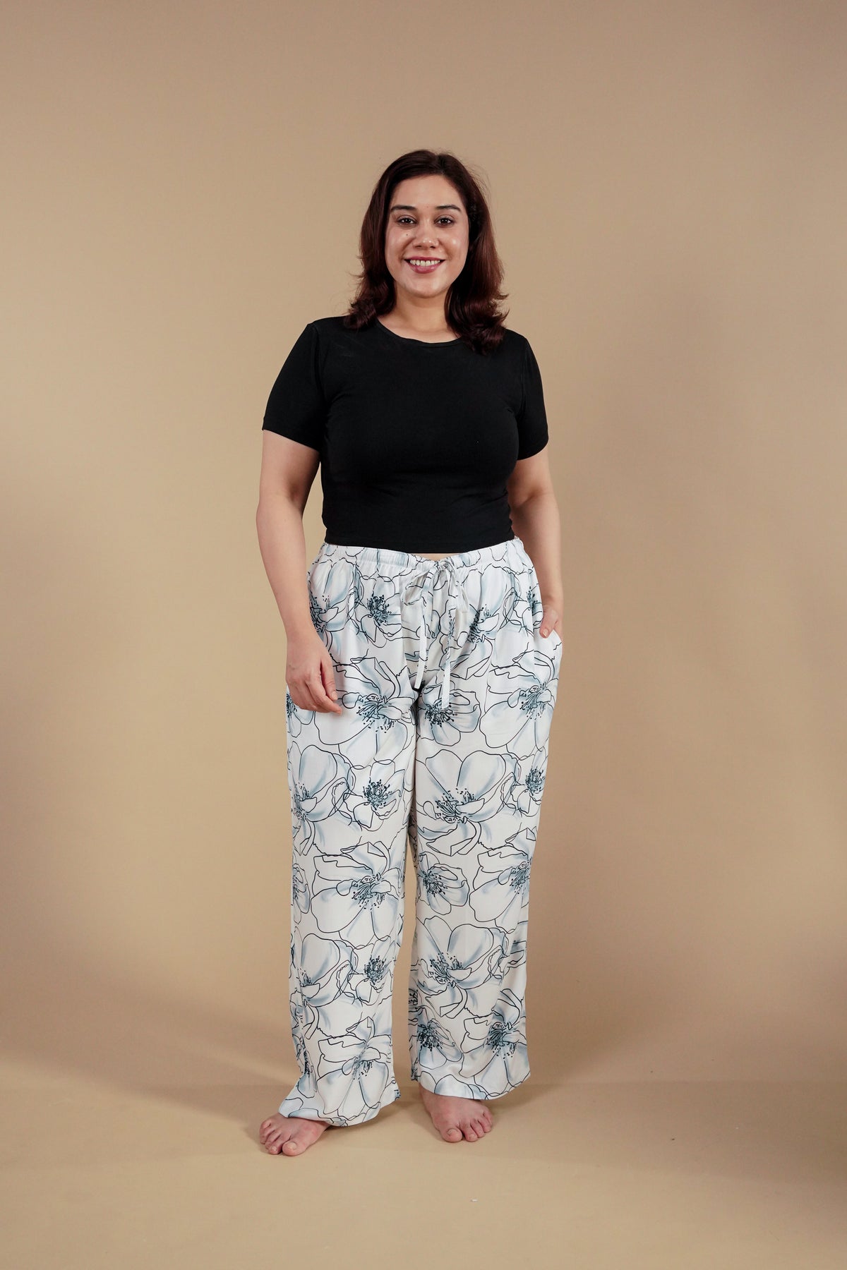 Grace White Floral Women's Curve Pajama