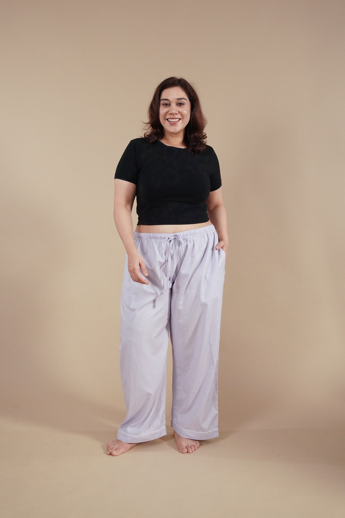 Nora Pin Check Cotton Women's Curve Pajama