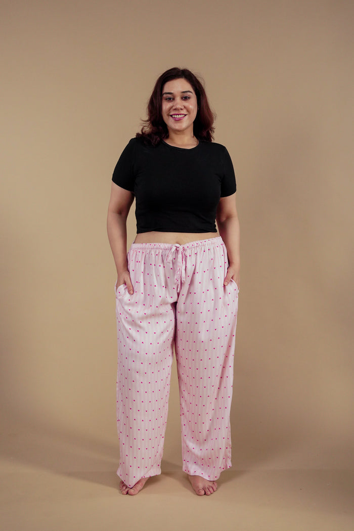 Alice Heart Printed Viscose Twill Women's Curve Pajama