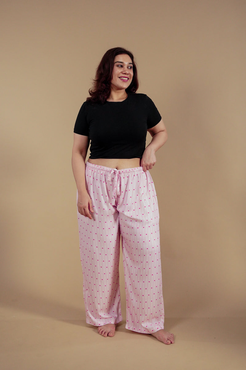 Alice Heart Printed Viscose Twill Women's Curve Pajama