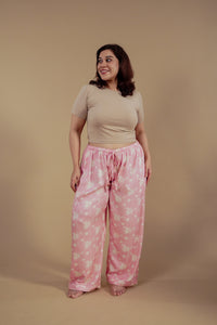 Pink Blossom Floral Printed Viscose Twill Women's Curve Pajama