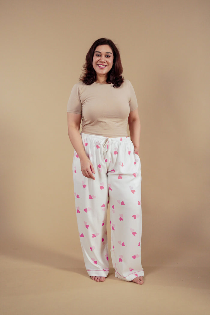 Amy Heart Printed Viscose Women's Curve Pajama