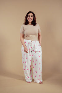 Amy Heart Printed Viscose Women's Curve Pajama