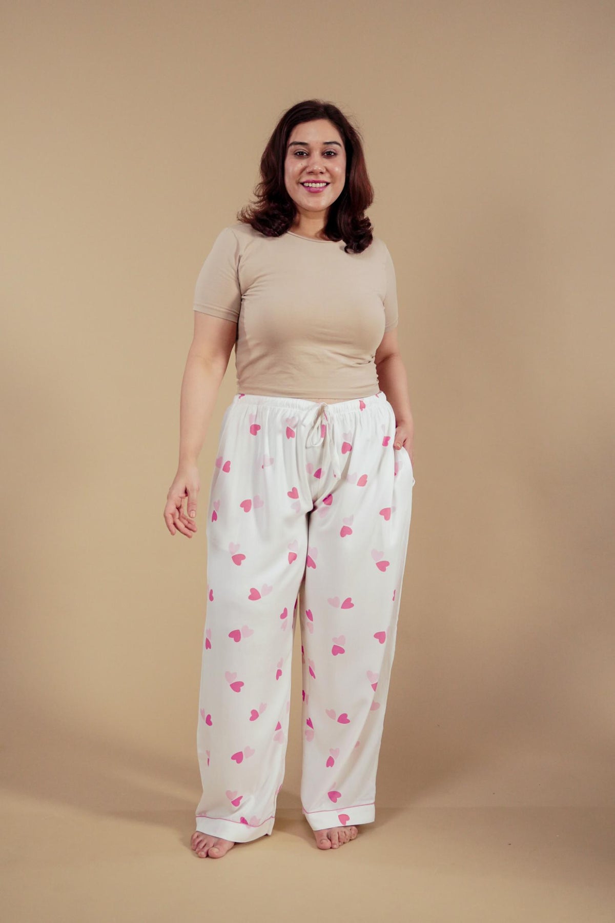 Amy Heart Printed Viscose Women's Curve Pajama