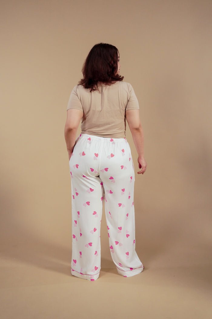 Amy Heart Printed Viscose Women's Curve Pajama
