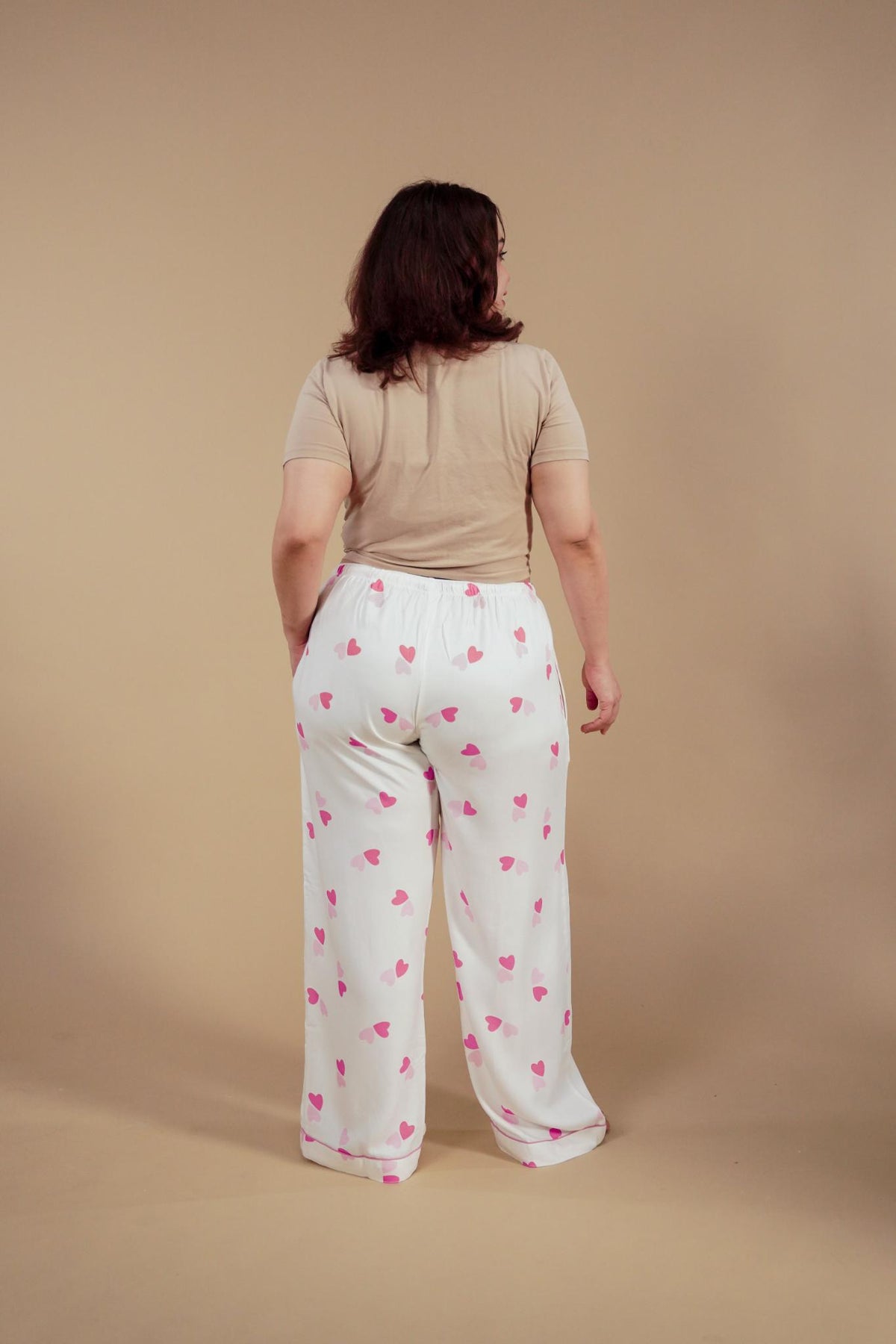 Amy Heart Printed Viscose Women's Curve Pajama