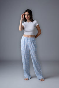 Bella Blue Printed Cotton Blend Women's Pajama